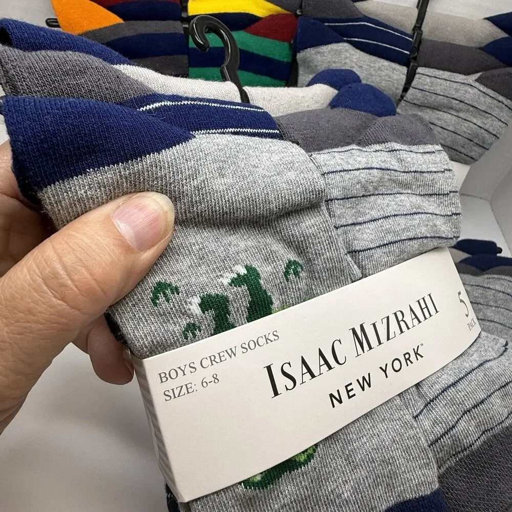 Isaac Mizrahi New York 5 Pack Boys Crew Socks Sz 6-8 Bundle Lot Of 4 Packs New